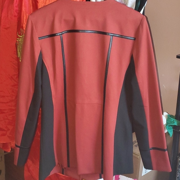 NWT Dark Red & Black Collarless Jacket - Picture 3 of 7